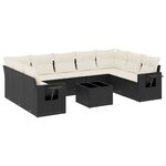 vidaXL Salon de jardin 10 Pièces avec coussins noir résine tressée