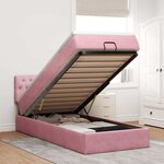 vidaXL Cadre de lit ottoman avec matelas rose 100x200 cm velours