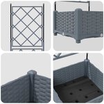 vidaXL Bac à fleurs avec Treillis Gris clair 40 x 40 x 125.5 cm PP