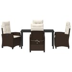 vidaXL Ensemble de salle à manger de jardin 5 pièces avec coussins en poly rattan marron