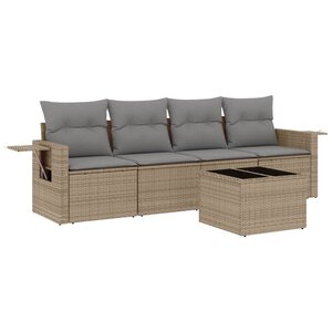 vidaXL Salon de jardin avec coussins 5 Pièces beige résine tressée