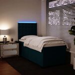 vidaXL Sommier à lattes de lit avec matelas bleu 90x200 cm velours