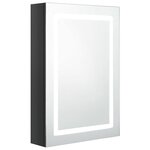 vidaXL Armoire de salle de bain à miroir LED noir brillant 50x13x70 cm