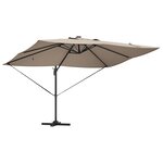 vidaXL Parasol Cantilever Roma avec LED Taupe 352x251x265 cm Aluminium