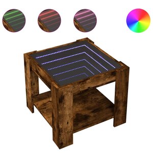 vidaXL Table basse avec LED chêne fumé 53x53x45 cm bois d'ingénierie