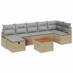 vidaXL Ensemble de canapé de jardin 8 Pièces Beige Poly rotin