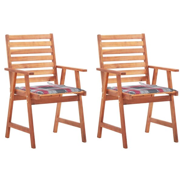 vidaXL Chaises à manger d'extérieur lot de 2 et coussins Acacia massif