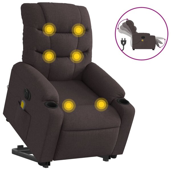 vidaXL Fauteuil inclinable de massage électrique Marron foncé Tissu