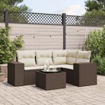 vidaXL Salon de jardin avec coussins 5 Pièces marron résine tressée