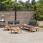 vidaXL Ensemble de banc de jardin avec coussin 3 Pièces Brun  Gris