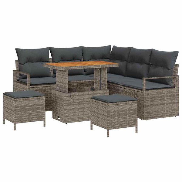 vidaXL Ensemble de canapé de jardin avec coussin 8 Pièces Gris