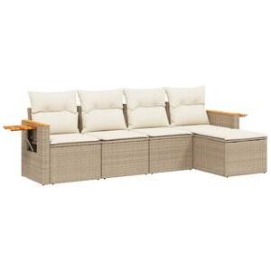 vidaXL Salon de jardin avec coussins 5 Pièces beige résine tressée