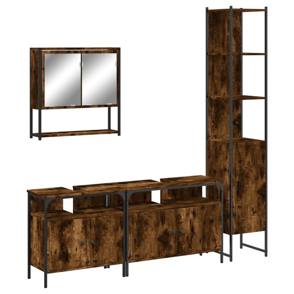 vidaXL Ensemble de meubles de salle de bain 4 Pièces Chêne fumé Bois