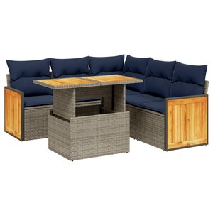 vidaXL Salon de jardin avec coussins 6 Pièces beige résine tressée