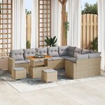 vidaXL Ensemble de canapés de jardin de 12 pièces avec coussins Beige Poly Rattan Acacia
