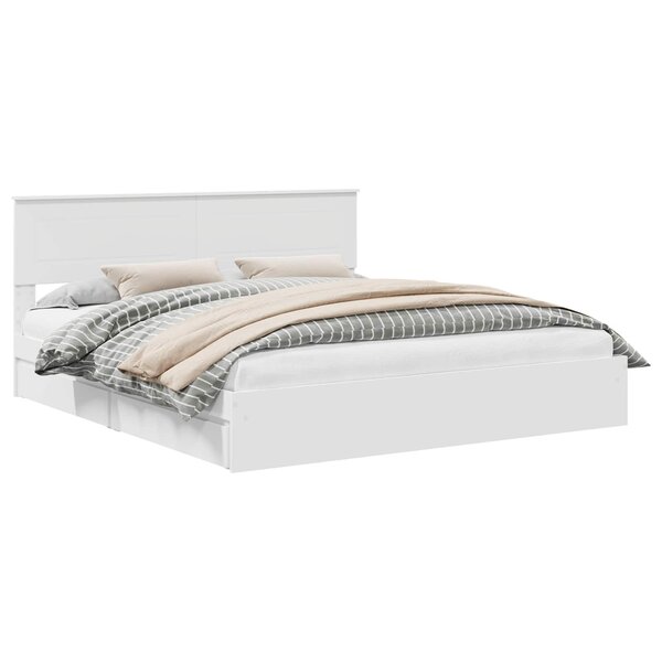 vidaXL Lit de Rangement Blanc 180 x 200 cm Bois d'ingénierie
