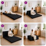 vidaXL Canapé-lit pliable 100 x 67 x 45 cm Noir