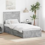 vidaXL Cadre de lit Gris béton 90 x 200 cm Bois d'ingénierie