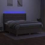 vidaXL Sommier à lattes de lit matelas et LED Taupe 180x200 cm Tissu
