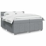 vidaXL Sommier à lattes de lit avec matelas Gris clair 200x200cm Tissu
