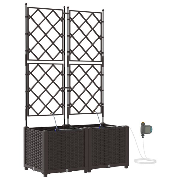 vidaXL Jardinières de jardin 1 pc Marron 80 x 40 x 142 cm Plastique