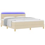 vidaXL Lit à ressort LED avec matelas Crème 180 x 200 cm tissu