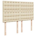 VidaXL Cadre de lit ottoman avec matelas crème 140x190 cm tissu