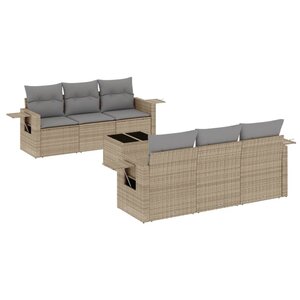 vidaXL Salon de jardin avec coussins 7 Pièces beige résine tressée