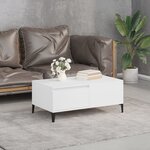 vidaXL Table basse Blanc 90x50x36 5 cm Bois d'ingénierie