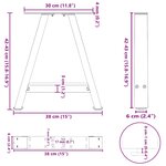 vidaXL Pieds de table basse en forme de A 2 pièces Anthracite 38 x (42-43) cm Acier