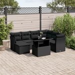 vidaXL Salon de jardin 8 Pièces avec coussins noir résine tressée