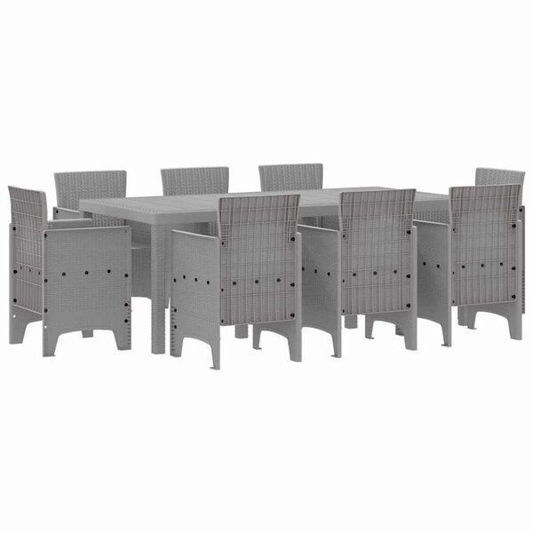 vidaXL Ensemble de salle à manger pour jardin 9 Pièces Gris clair