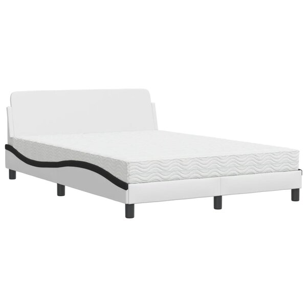 vidaXL Lit avec matelas Dover blanc et noir 140x190 cm similicuir