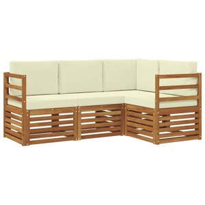 vidaXL Ensemble de canapés d'extérieur 4 pc Naturel et Crème Polyester