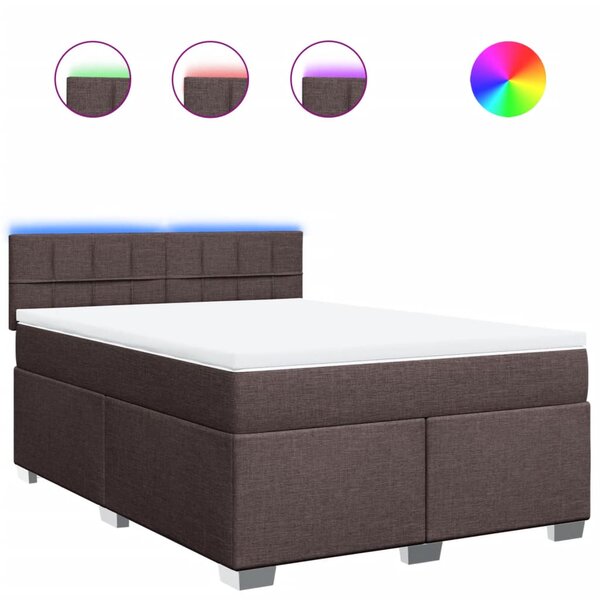 vidaXL Sommier à lattes de lit avec matelas Marron foncé 140x190 cm