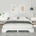 vidaXL Cadre de lit surélevé avec stockage Blanc Bois massif en pin