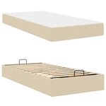vidaXL Cadre de lit avec matelas Crème 90 x 190 cm tissu