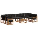 vidaXL Ensemble de canapés d'extérieur 11 pc Naturel et Noir