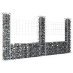 vidaXL Panier de gabion en forme de U avec 3 poteaux Fer 260x20x150 cm