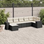 vidaXL Salon de jardin 7 Pièces avec coussins noir résine tressée