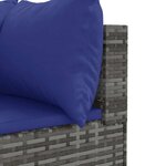 vidaXL Salon de jardin 9 Pièces avec coussins Gris Résine tressée