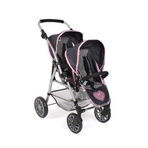 Bayer Chic 2000 691-26 - Le buggy Twinny pour poupées  Mélange bleu foncé - anthracite