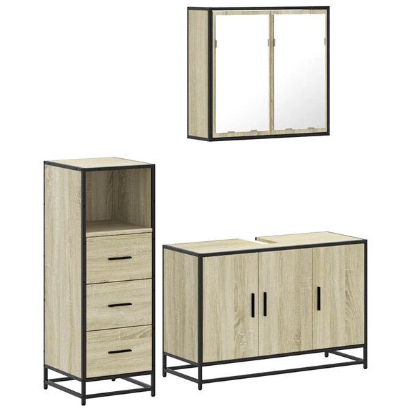 vidaXL Ensemble de meubles de salle de bain 3 Pièces chêne sonoma