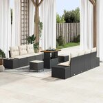 vidaXL Ensemble de canapé de jardin 10 Pièces Noir Poly rotin
