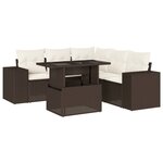 vidaXL Salon de jardin avec coussins 6 Pièces marron résine tressée