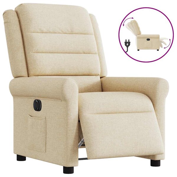 vidaXL Fauteuil inclinable électrique Crème Tissu