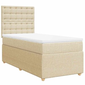 vidaXL Sommier à lattes de lit avec matelas Crème 80x200 cm Tissu