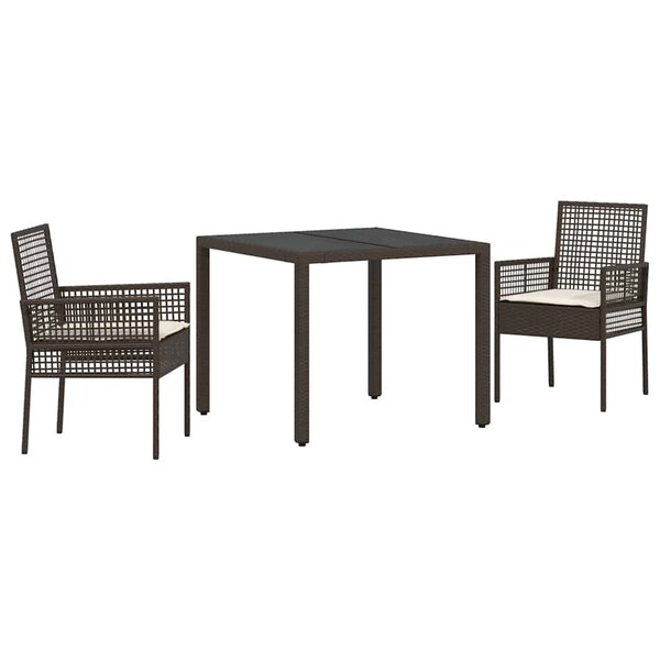 vidaXL Ensemble de salle à manger pour jardin 3 Pièces Marron Poly rotin