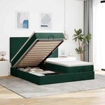 vidaXL Cadre de lit ottoman avec matelas vert foncé 160x200 cm velours