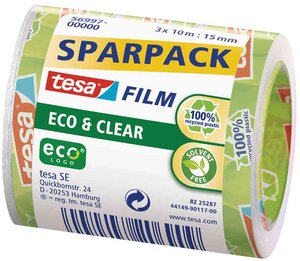 Film Eco & Clear PACK économique  transparent 15mm x10m TESA